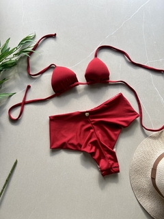 Biquíni hot pant cortininha vermelho