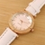 RELOJ BLANCO Y DORADO - MALLA SIMIL CUERO en internet