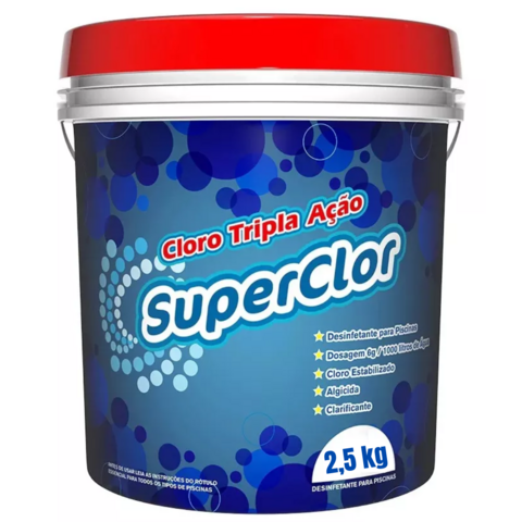 CLORO SUPERCLOR CLORUP 3 EM 1 PARA PISCINAS BALDE 2.5 KG