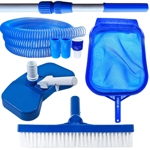 KIT LIMPEZA PARA PISCINAS MANGUEIRA SILICONADA 4MT CABO 2 MT