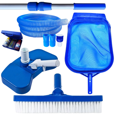 KIT LIMPEZA PISCINAS MANGUEIRA SILICONE 5MT CABO 2MT ESTOJO