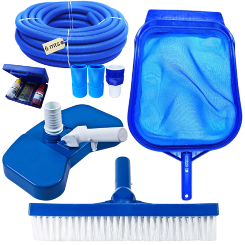 KIT LIMPEZA P/ PISCINAS MANGUEIRA ECOLÓGICA 6MT ESTOJO TESTE