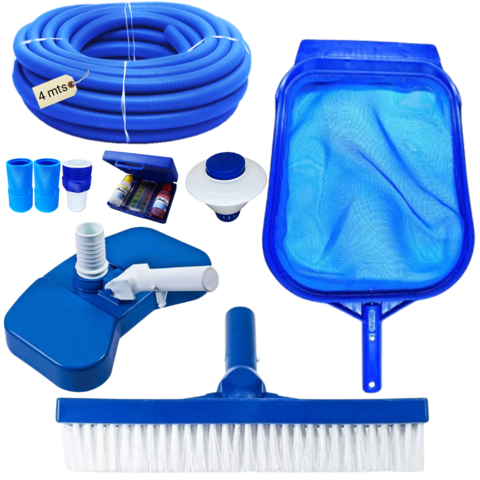 KIT LIMPEZA PISCINA MANGUEIRA ECOLÓGICA 4M CLORADOR E ESTOJO