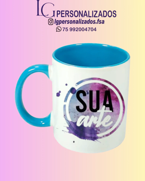 CANECA COM INTERIOR E ALÇA COLORIDA