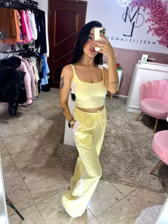 Calça Listras Amarelo Candy