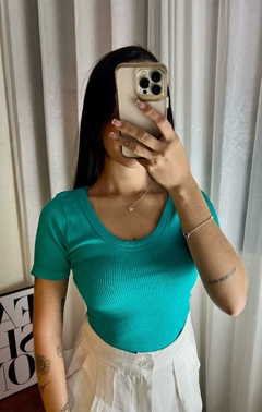 Cropped Canelado Premium Verde Água - comprar online
