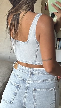 Top Denim celeste - comprar online
