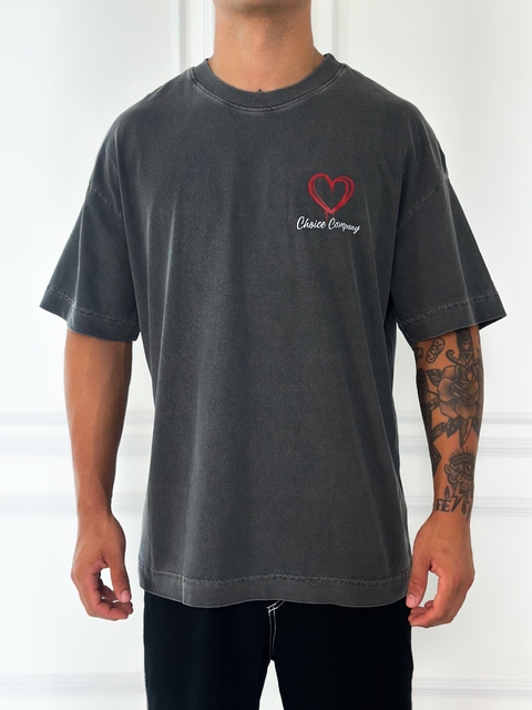Camiseta Oversized Heart Peace Chumbo - comprar online