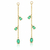 Brinco Franja Dourado Com Pedra Jade Verde