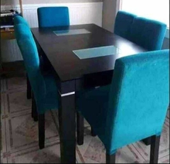 MESA 1.40 X 0.80 + 6 SILLAS EN TELA CHENILLE REFORZADAS