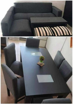 COMBO JUEGO DE LIVING CPLETO Y JUEGO DE COMEDOR