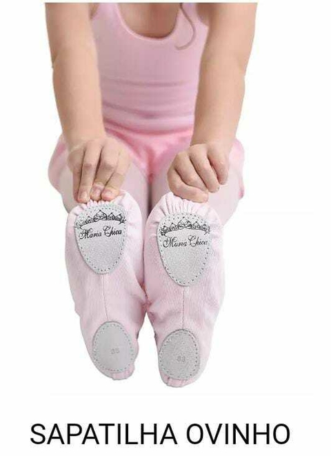 Sapatilha Ballet Infantil Lona Sola Rosa / Preto - Maria Chica
