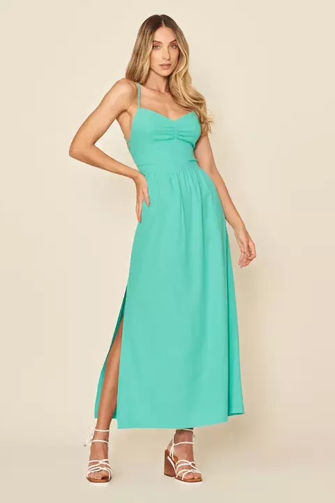 VESTIDO MIDI COM ILHOS - MY PLACE