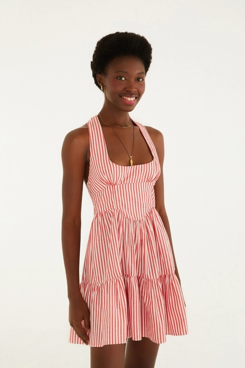 VESTIDO CURTO LISTRA PALMAS - FARM