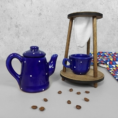 Kit Bule Café Individual Jumbo Cobalto Poá - comprar online