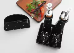 Conjunto Galheteiro E Guardanapo De Mesa Preto Poá - loja online