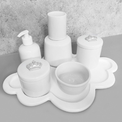 Kit Higiene C/ Moringa Cilindrica E Bandeja Nuvem Coroa Prata na internet