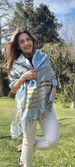 003100 - PASHMINAS DE SEDA AMPLIAS CON FLECOS - comprar online