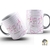 Caneca personalizada com a mensagem "se ame, se cuide" e tema Outubro Rosa.