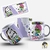 Caneca Gino Sincero com ilustrações divertidas e frases engraçadas sobre amizade e descontração.