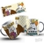 Caneca divertida de Páscoa com ilustrações de coelho e a frase " Chocolate? Só se for no pensamento! " 