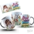Caneca de Páscoa Criativa com ilustração de coelhinho e menina segurando ovos coloridos.