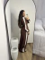 Conjunto em tecido marrant jaqueta + calça pantalona despojado marrom na internet