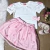 Conjunto Infantil MC Blusa e Saia Tule Poa Com Bordado Borboletas- Momi J6793 - Princesinha Yasmin