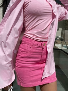 saia jeans rosa - comprar online