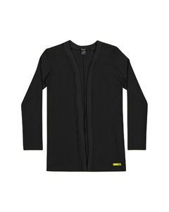 Cardigan Juvenil Canelado Preto