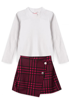 Conjunto Camiseta + Saia Xadrez Assimétrica - comprar online