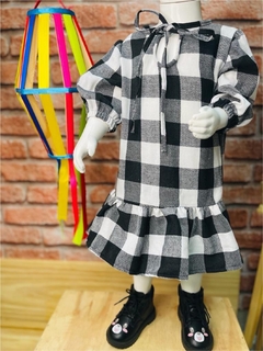 Vestido Xadrez manga 3/4