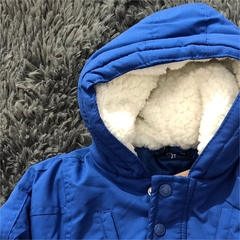 Jaqueta Puffer com pele e bolsos Azul Royal - comprar online