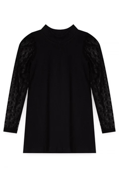 Vestido Manga Longa Tule Poá - comprar online
