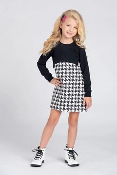 Vestido Moletom Pied Poule + Bolero