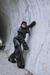 Wide synthetic leather cargo pants