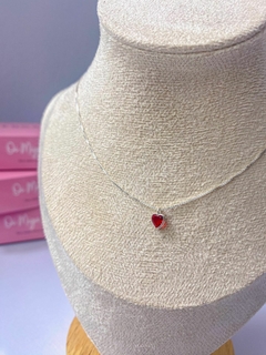Colar Ponto de Luz Coração Vermelho - Encantada Pratas 