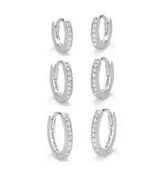 Trio de Argolas Cravejada Cristal