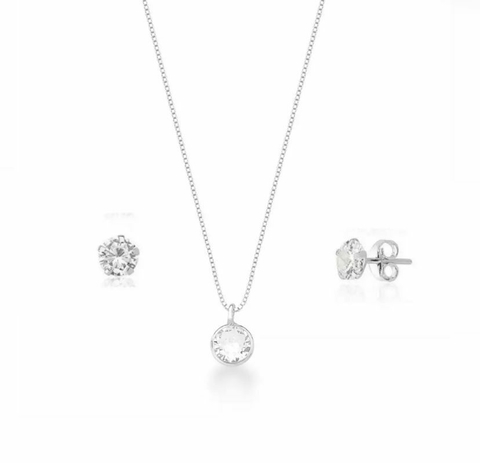 Conjunto Ponto de Luz Redondo Colar e Brinco