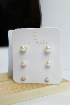 Brinco Trio de Perolas - loja online