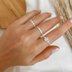 Anel Carré Cristal - Encantada Pratas 