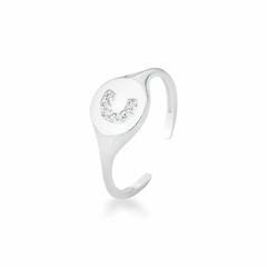 Anel Mindinho Inicial Cravejada - comprar online