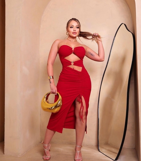 Vestido Midi Canelado Premium Com Recortes