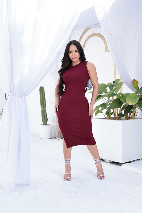 Vestido Midi Malha Ribana