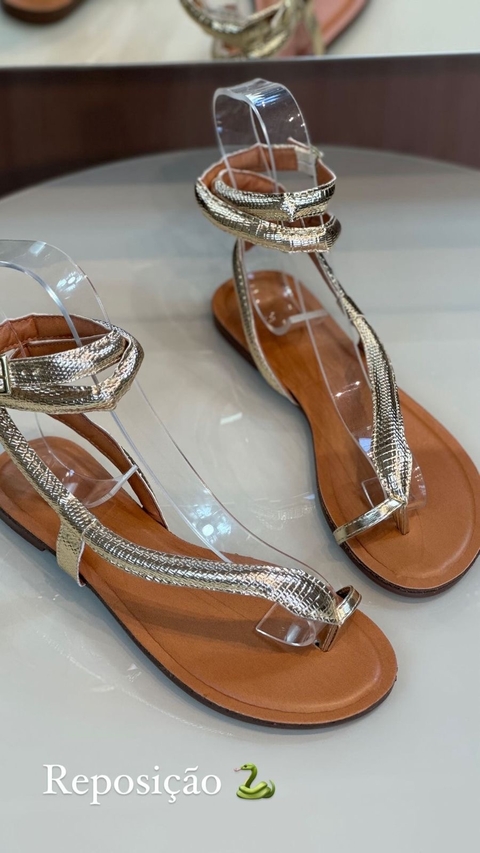 Rasteirinha Cobra Jesse Dourada