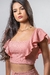 Cropped de Linho com Detalhes de Babados Rosê
