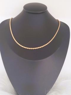 Colar Corrente Fina Elos Pequenos Traçados Folheado Dourado BJX - comprar online