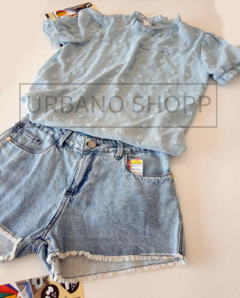 Blusa Azul Pipoquinha (Tam G) US562 - comprar online