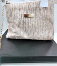 Bolsa de Mão Feminina Com Corrente Transversal Textura em Palha