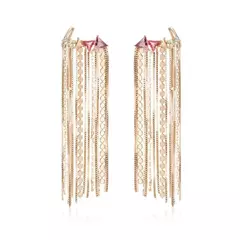 BRINCO EARCUFF TRIÂNGULO & CORRENTES - BANHO OURO 18K - comprar online
